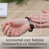 Bratara Elastica cu Margele 6mm din Pietre Semipretioase Ochi de Tigru, Tucurasi si Pandativ