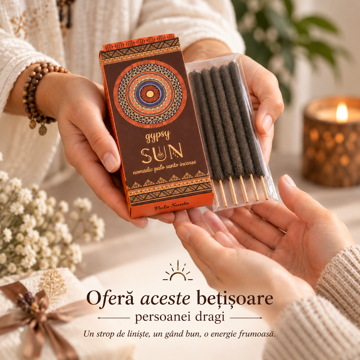 Bețișoare parfumate Gypsy SUN Palo Santo, 6 bucăți