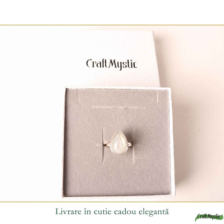 Inel Argint 925 cu Piatra Lunii Naturala Lacrima – Intuitie si Armonie