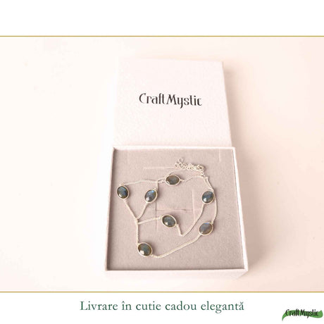 Colier Argint 925 cu Labradorit Fatetat Oval – Protectie si Intuiție