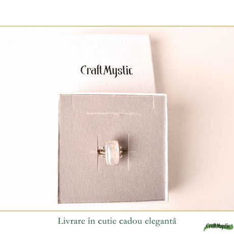 Inel Argint 925 cu Piatra Lunii Naturala Dreptunghi – Intuitie si Armonie