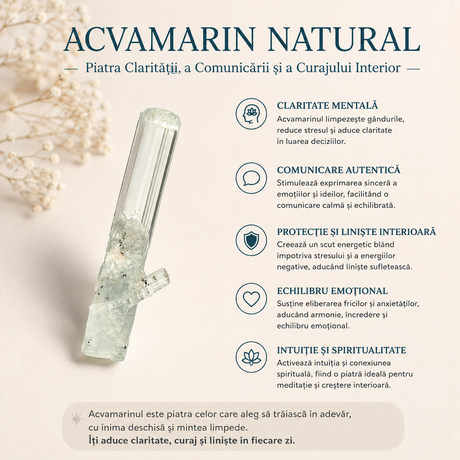 Specimen mineral de Acvamarin brut, pentru birou sau altar