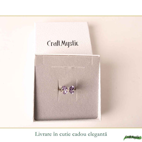 Inel Argint 925 ajustabil cu Piatra Naturala de Ametist Fatetat Fluture – Claritate si Transformare