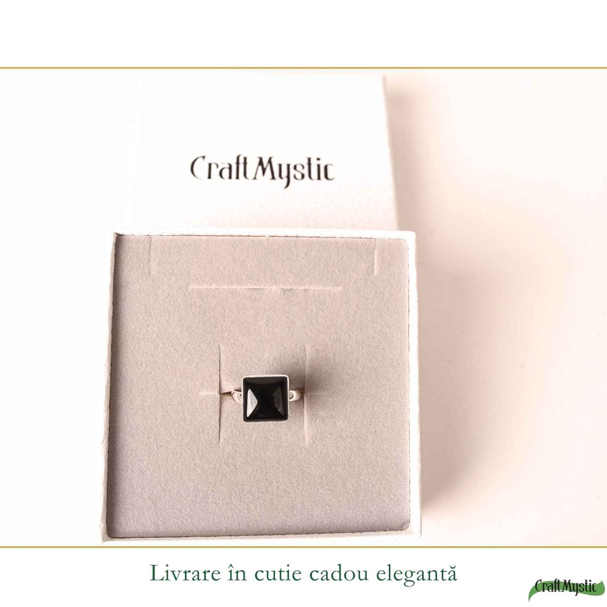 Inel Argint 925 cu Onix Natural Patrat – Protectie si Stabilitate