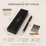 Set stilou Submarine negru cu auriu și 5 rezerve