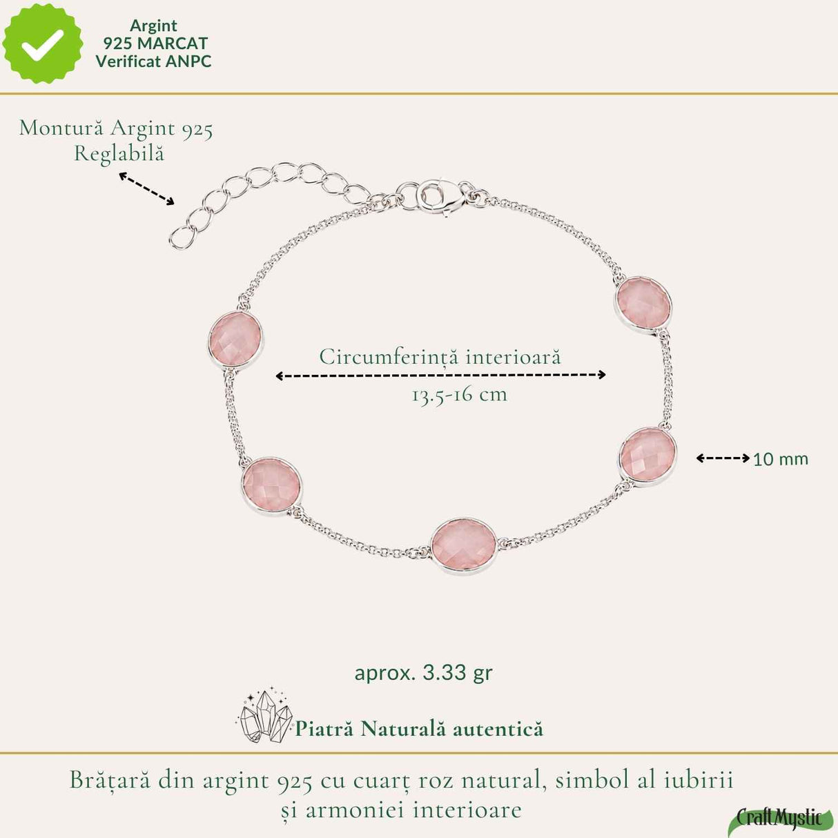 925 Sterling Silver Pink Quartz Teardrop Necklace – love, femininity and emotional balance