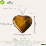 Colier Argint 925 cu Piatra Naturala Ochi de Tigru Inima – Curaj si Incredere
