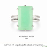 925 Sterling Silver Necklace with Natural Rectangular Chrysoprase – Balance, Optimism, and Elegance