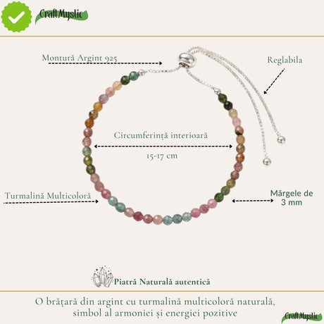 Brățară cu Turmalină Multicoloră, Argint 925 – CraftMystic