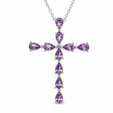 925 Silver Necklace with Faceted Teardrop Natural Amethyst – Symbol of Calm and Clarity