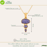 Colier cu Tanzanit natural pe argint 925 placat cu aur de 18K