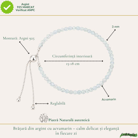 Brățară cu Acvamarin, Argint 925 – CraftMystic
