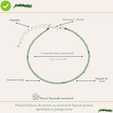 Aventurin verde fațetat, pietre rotunde de 2 mm, pe brățară de picior