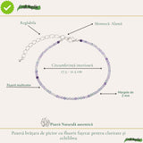 Fluorit fațetat, pietre rotunde de 2 mm, pe brățară de picior