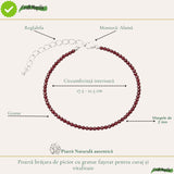 Granat fațetat, pietre rotunde de 2 mm, pe brățară de picior