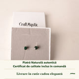 Cercei cu Malachit în cutia cadou CraftMystic, cu certificatul de calitate