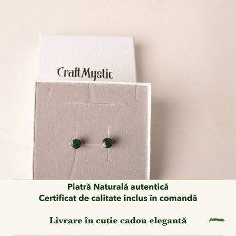 Cercei cu Malachit în cutia cadou CraftMystic, cu certificatul de calitate