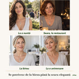 Colier cu Moldavit purtați de patru femei, la nuntă, seara, la birou și la o aniversare