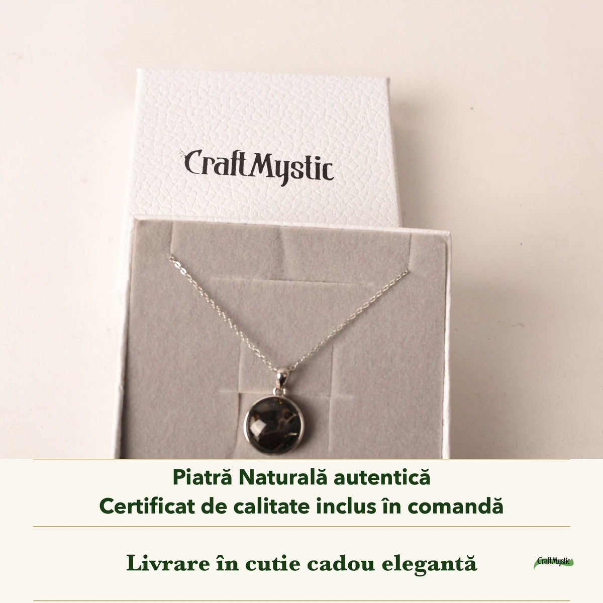 Colier cu Meteorit în cutia cadou CraftMystic, cu certificatul de calitate