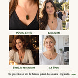 Colier cu Moldavit purtați de patru femei, la nuntă, seara, la birou și la o aniversare