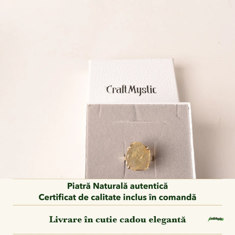Inel cu Piatra Desertului în cutia cadou CraftMystic, cu certificatul de calitate