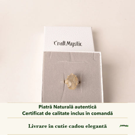 Inel cu Piatra Desertului în cutia cadou CraftMystic, cu certificatul de calitate