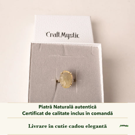 Inel cu Piatra Desertului în cutia cadou CraftMystic, cu certificatul de calitate