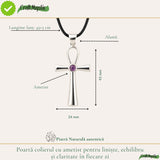 Colier cu Ametist natural și pandantiv Ankh