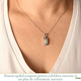 Colier Argint 925 cu Piatra Naturala de Opal Etiopian Dreptunghi – Creativitate si Inspiratie