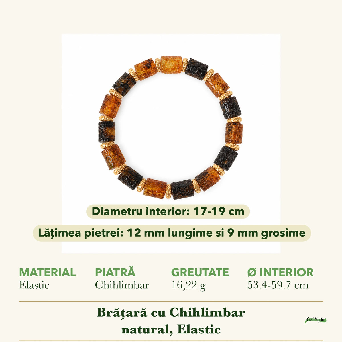 Dimensiunile și potrivirea pentru Brățară cu Chihlimbar