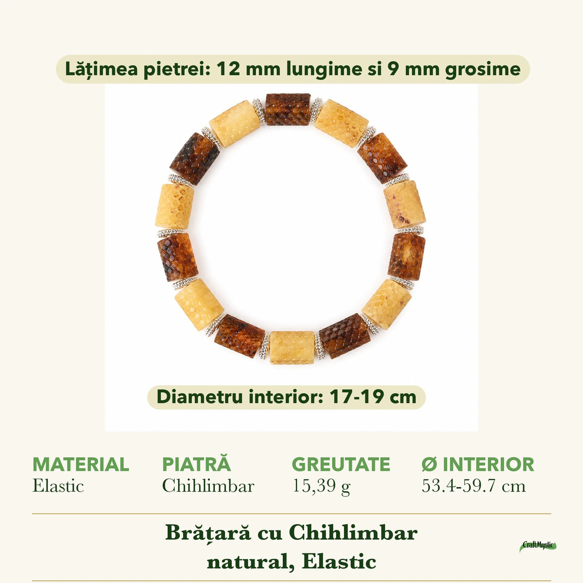 Dimensiunile și potrivirea pentru Brățară cu Chihlimbar