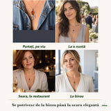 Colier cu Chihlimbar purtați de patru femei, la nuntă, seara, la birou și la o aniversare