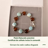 Brățară cu Chihlimbar și Larimar în cutia cadou CraftMystic, cu certificatul de calitate