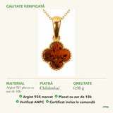 Colier cu Chihlimbar: material, dimensiunea pietrei, greutate și marcajul 925