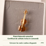 Broșă cu Chihlimbar în cutia cadou CraftMystic, cu certificatul de calitate