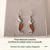 Cercei cu Chihlimbar în cutia cadou CraftMystic, cu certificatul de calitate