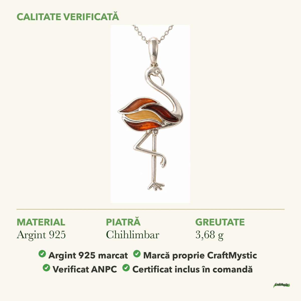 Colier cu Chihlimbar: material, dimensiunea pietrei, greutate și marcajul 925