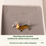 Broșă cu Chihlimbar în cutia cadou CraftMystic, cu certificatul de calitate