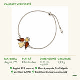 Brățară cu Chihlimbar: material, dimensiunea pietrei, greutate și marcajul 925