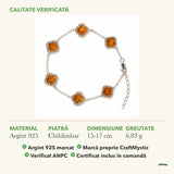 Brățară cu Chihlimbar: material, dimensiunea pietrei, greutate și marcajul 925