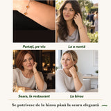 Brățară cu Chihlimbar purtați de patru femei, la nuntă, seara, la birou și la o aniversare