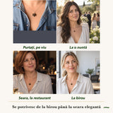 Colier cu Chihlimbar purtați de patru femei, la nuntă, seara, la birou și la o aniversare