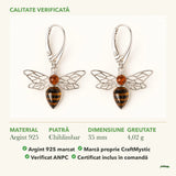 Cercei cu Chihlimbar: material, dimensiunea pietrei, greutate și marcajul 925