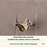 Inel cu Chihlimbar în cutia cadou CraftMystic, cu certificatul de calitate