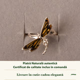 Inel cu Chihlimbar în cutia cadou CraftMystic, cu certificatul de calitate