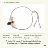 Brățară cu Chihlimbar: material, dimensiunea pietrei, greutate și marcajul 925