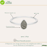 925 Silver Ring with Titanium Druzy Teardrop – Sparkle and Positive Energy