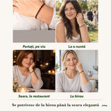 Brățară cu Chihlimbar purtați de patru femei, la nuntă, seara, la birou și la o aniversare