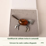 Broșă cu Chihlimbar în cutia cadou CraftMystic, cu certificatul de calitate
