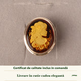 Inel cu Chihlimbar în cutia cadou CraftMystic, cu certificatul de calitate